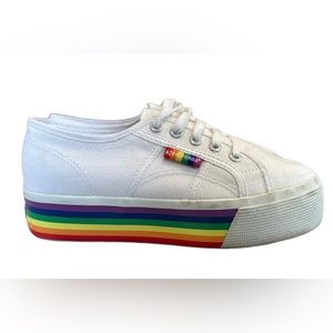 Women’s Superga rainbow platform shoes, size: 38 Pride Month